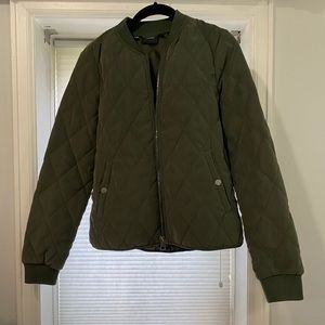 Army green bomber quilted jacket